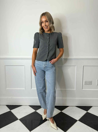 Lulu Cropped Jacket - Grey