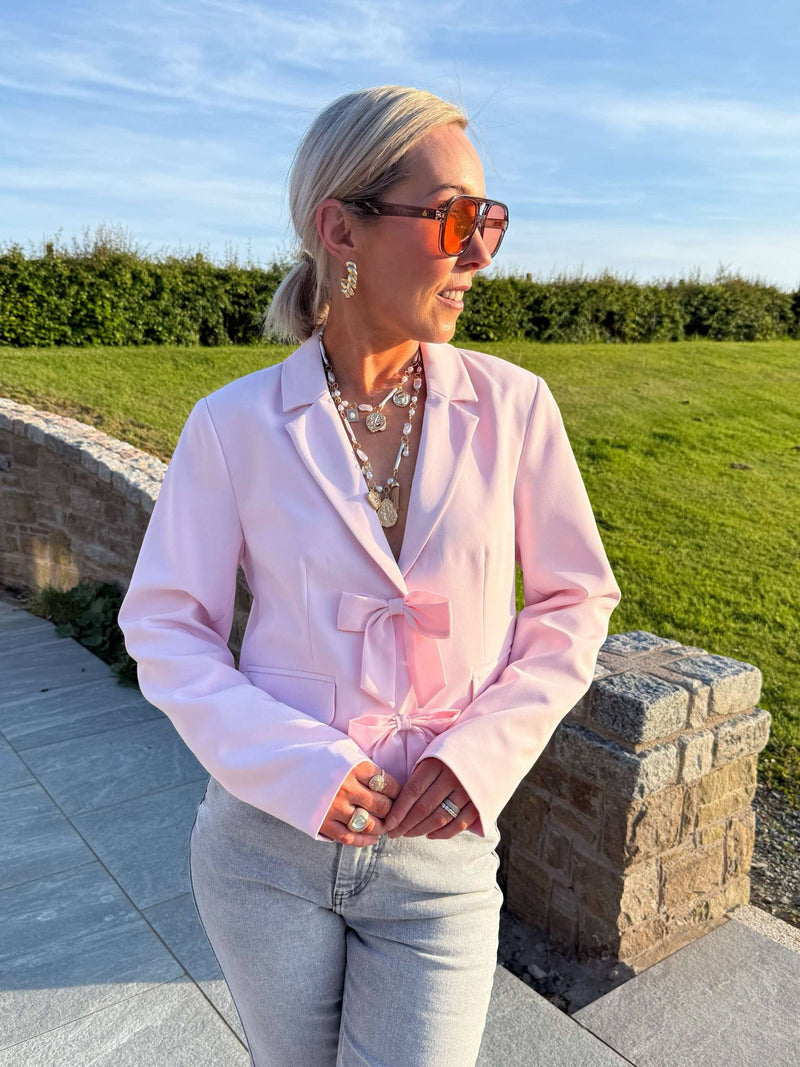 Lilly Bow Short Jacket - Baby Pink