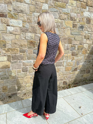 Gustava Sleeveless Embroidered Top - Black