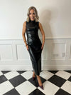 Elana Coated Midi Dress - Black