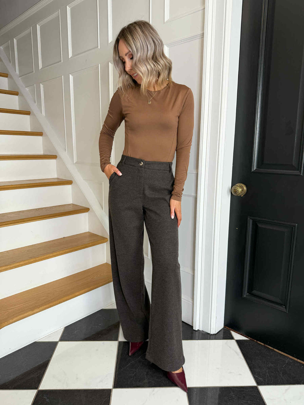 Mamilla Wide Leg Trousers - Hot Fudge