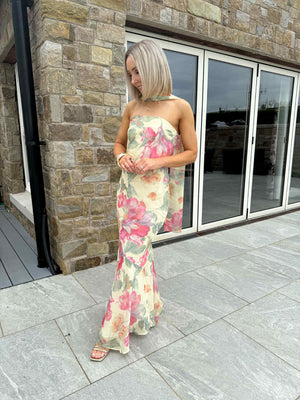 Yazmin Floral Printed Dress - Yellow