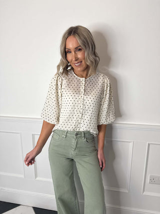 Viea 2/4Button Top - Polka Dot