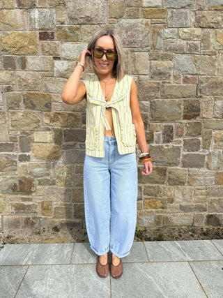 Billo Tie Denim Vest - Yellow Stripes