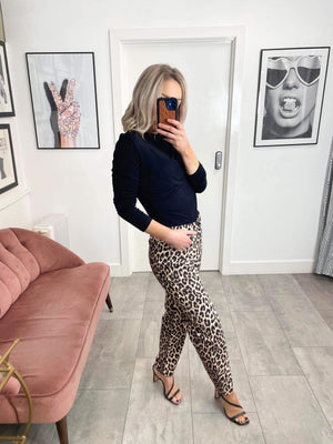 Leo High Waisted Relaxed Fit Jeans - Leopard Print