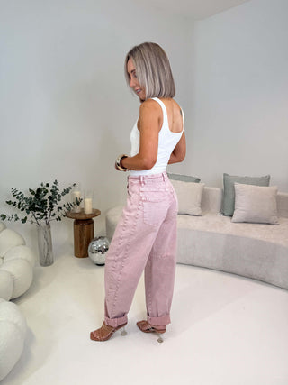Izzy Barrel Leg Jeans - Pink