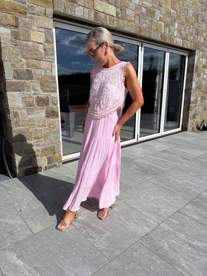 Joy Sleeveless Crochet Top - Pink