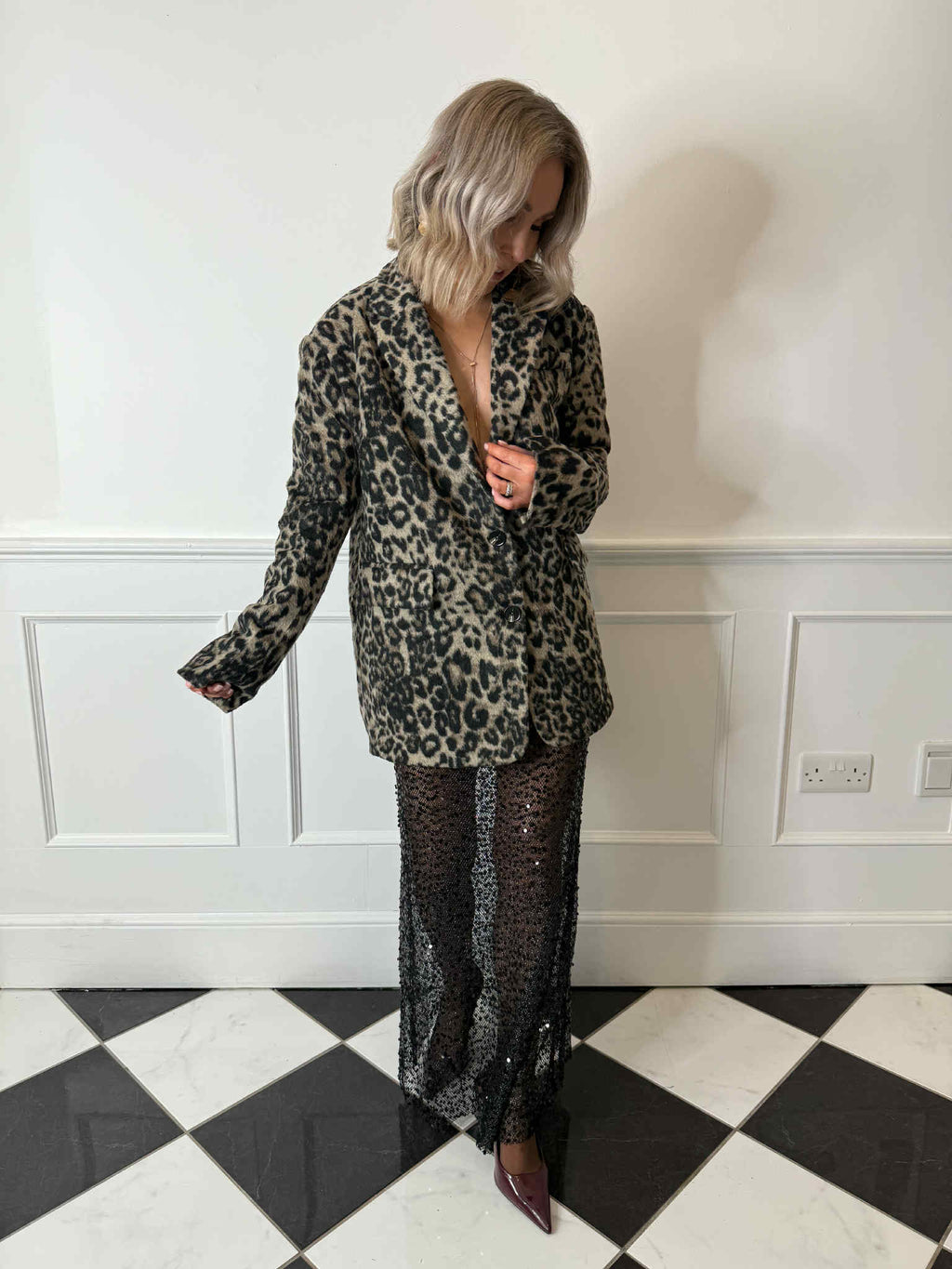 Estelle Single Breasted Blazer - Leopard Print