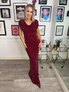 Ember Cowl Neck Embellished Maxi Dress - Burgundy