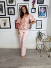 Yara Tie Front Embroidered Blouse - Pink
