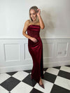 Karlee Velvet Corset Maxi Dress - Rich Berry