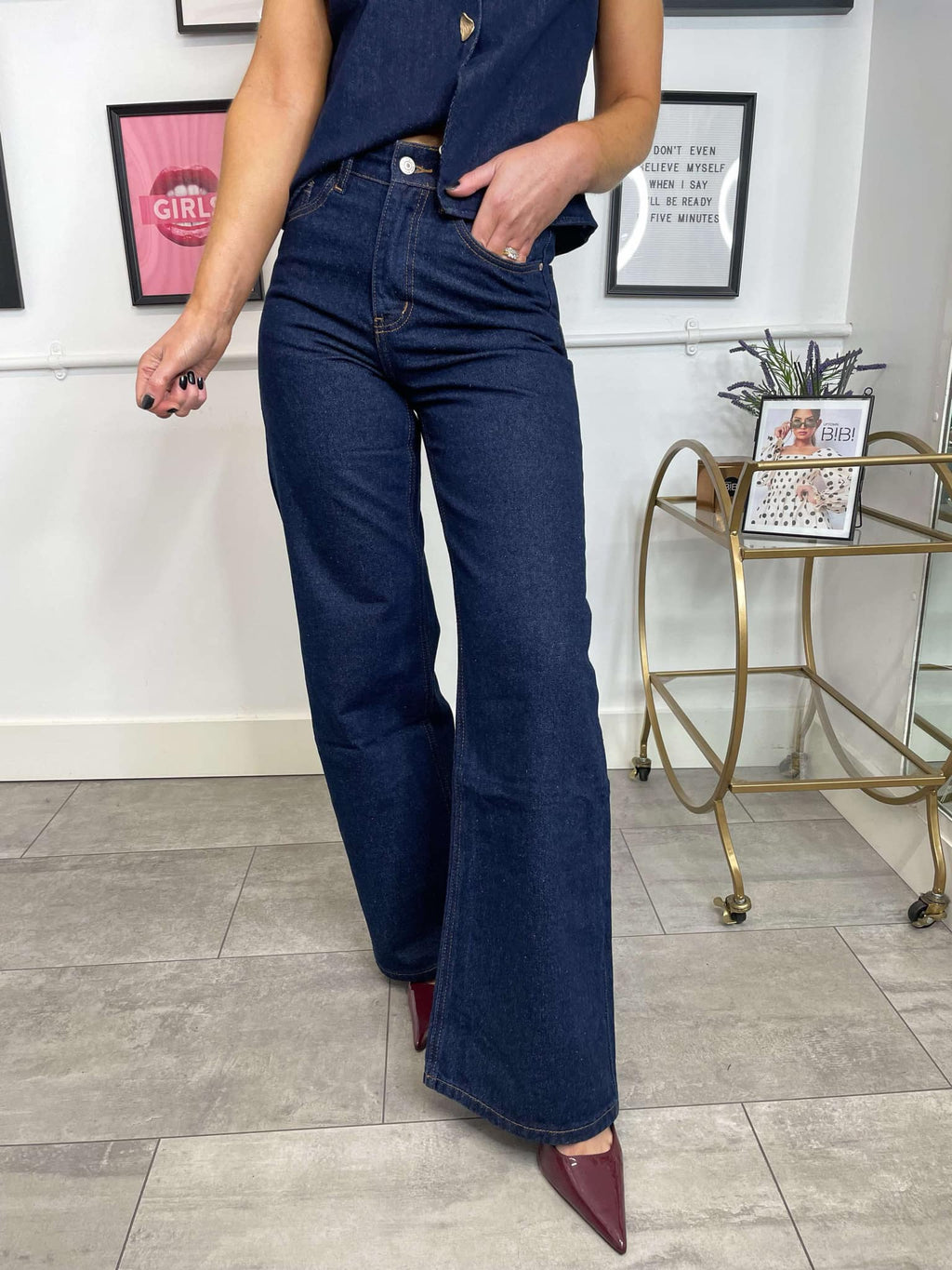 Belle Wide Leg Jeans - Denim