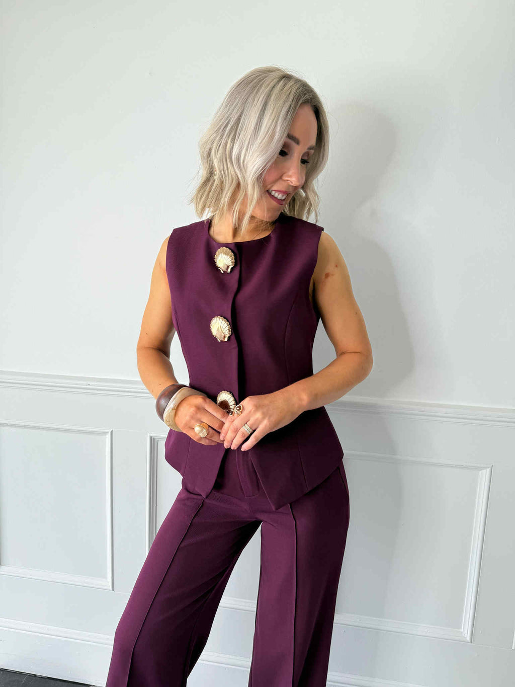 Loren Pleat Trousers - Plum