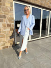 Mabel Double Breasted Pinstriped Blazer - Sky Blue