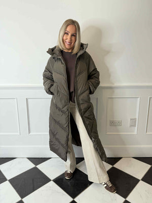 Jolie Long Puffer Coat - Morel