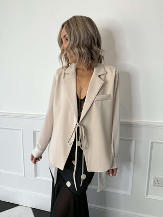 Frankie Mesh Sheer Blazer - Beige