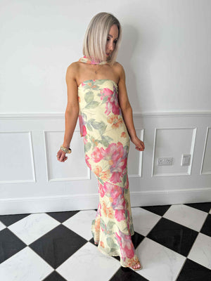 Yazmin Floral Printed Dress - Yellow