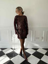 Brioni Sequin Bow Mini Dress - Wine