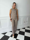 Juo High Waisted Trousers - Brown Check