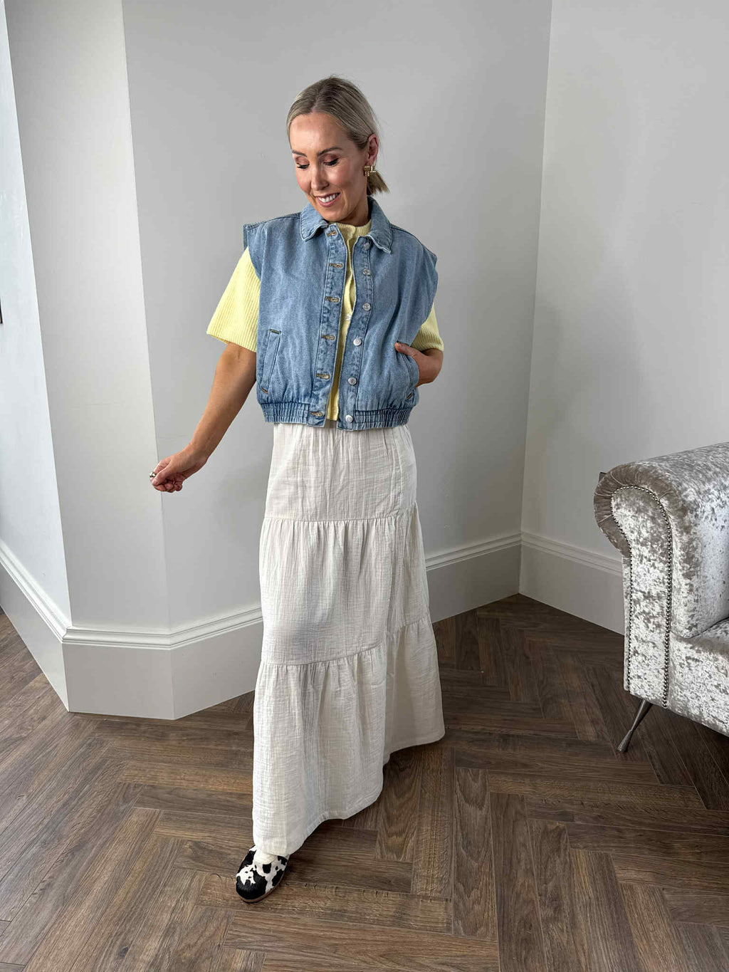 Elsie Denim Vest - Light Blue