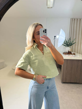 Jane Denim Top - Green