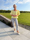 Yara Tie Front Embroidered Blouse - Lime