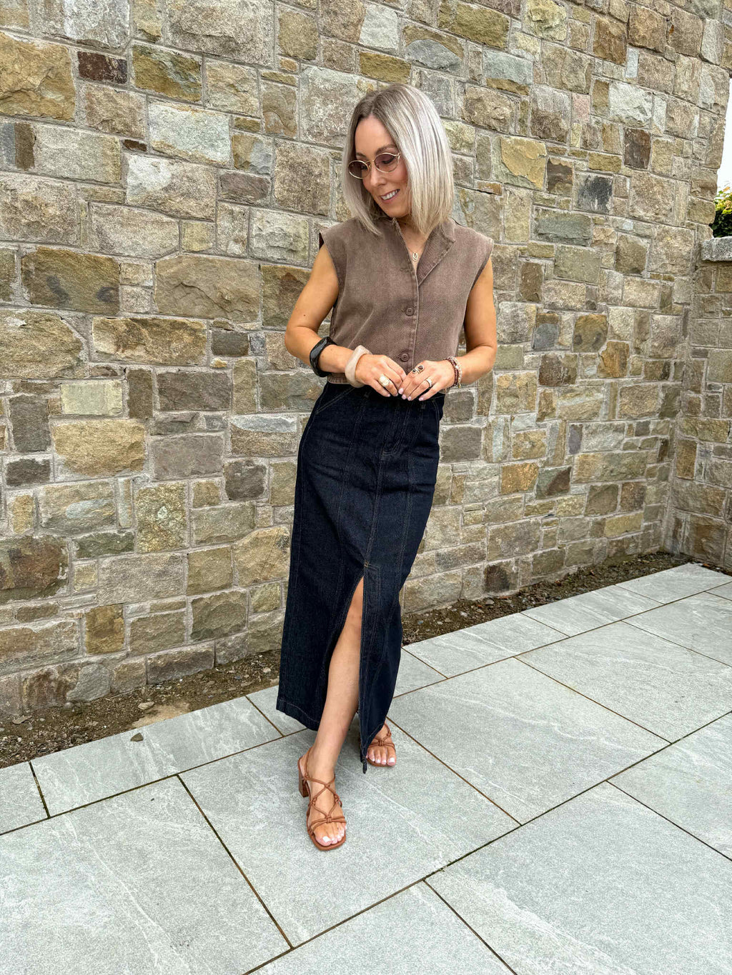 Jaf Denim Ankle Skirt - Dark Denim