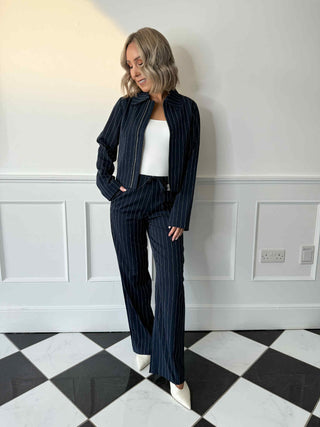 Ella Trousers - Navy Pinstripe