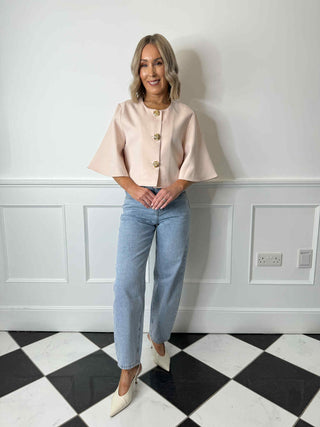 Piper Cropped Jacket - Pink