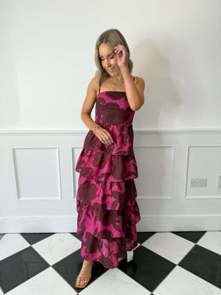 Aalyiah Square Neck Ruffle Midaxi Dress