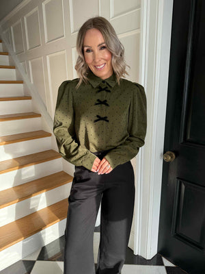 Ashlee Blouse - Khaki Polka