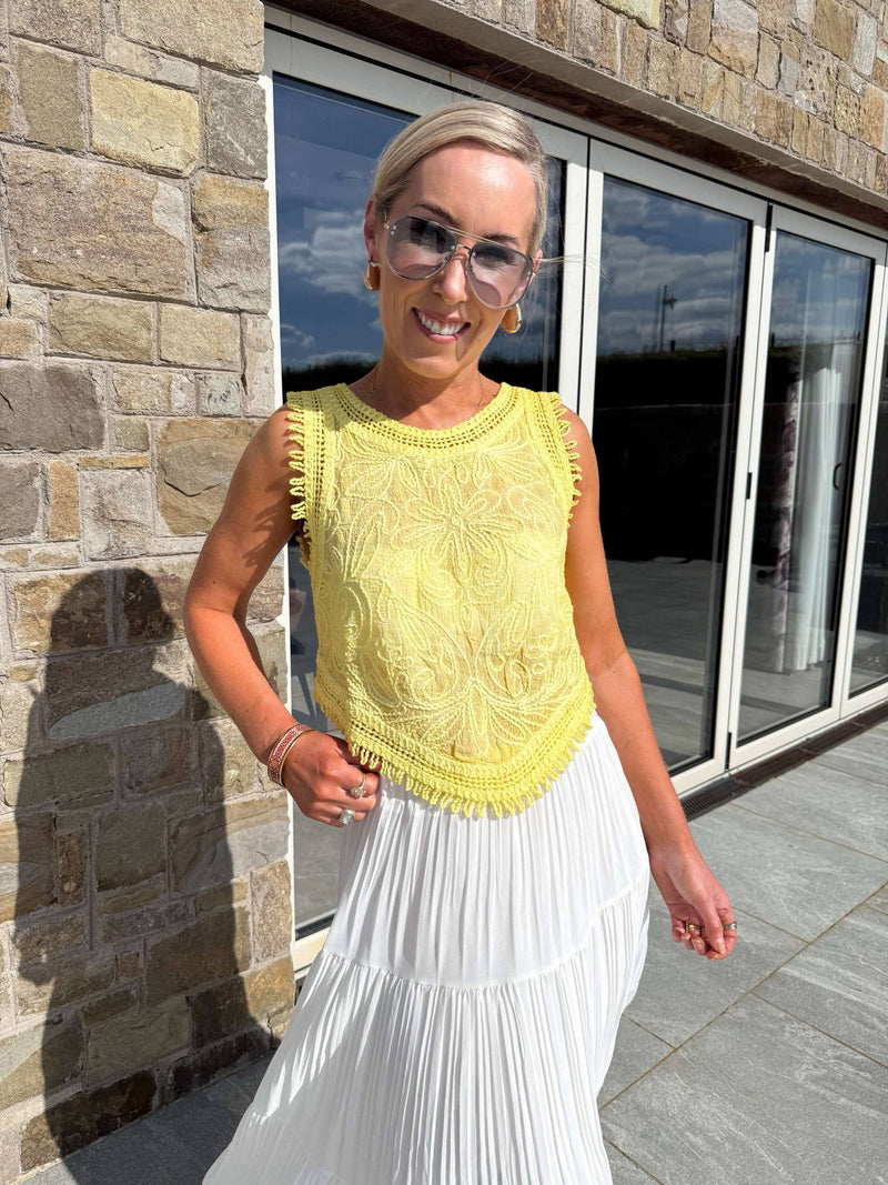Joy Sleeveless Crochet Top - Yellow