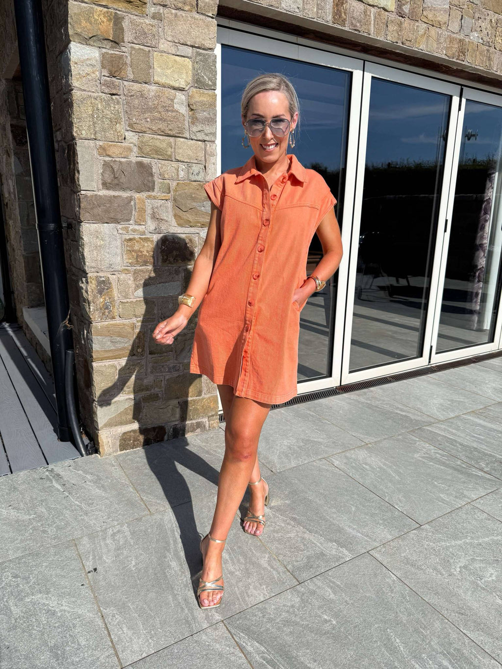 Ozzi Demin Dress - Orange