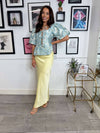 Yara Tie Front Embroidered Blouse - Blue