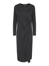 - Knotted midi dress - Round neck - Long sleeves - Knotted effect at side - Side slit details - Loose fit  MADE WITH LENZING™ ECOVERO™ The main material in this product contains a minimum of 50% LENZING™ ECOVERO™ branded viscose fibres using wood pulp sourced from sustainably managed forests and produced in a way that reduces environmental impact.