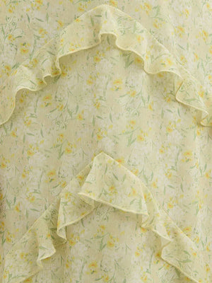 Aurelia Ruffle Maxi Dress - Lime Ditsy Floral