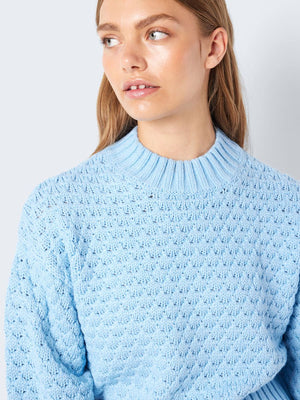 - Knitted pullover  - Round neckline  - Long sleeves with dropped shoulders  - Voluminous sleeves  - Ribbed neckline, hem and cuffs  - Chunky knit  - Made with recycled polyester  - Relaxed fit