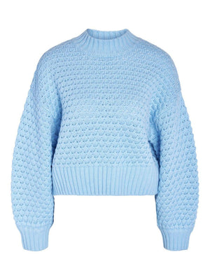 - Knitted pullover  - Round neckline  - Long sleeves with dropped shoulders  - Voluminous sleeves  - Ribbed neckline, hem and cuffs  - Chunky knit  - Made with recycled polyester  - Relaxed fit