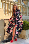 Add serious seasonal vibes style to your wardrobe this season with our new Brielle Black Floral Shirt Maxi Dress. Featuring long sleeves with tailored cuffs, a tie waist, shirt collar, and button detailing to the front. 