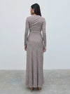Soft jersey fabric

High neckline

Ruched detail at shoulder

Cut-about seam design

Long fitted sleeves

Maxi length