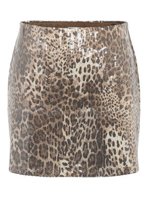 Jessy Sequin Skirt - Silver Mink Leopard