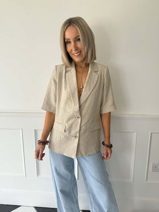 Gerry 2/4 Linen Blazer - Grey Lining