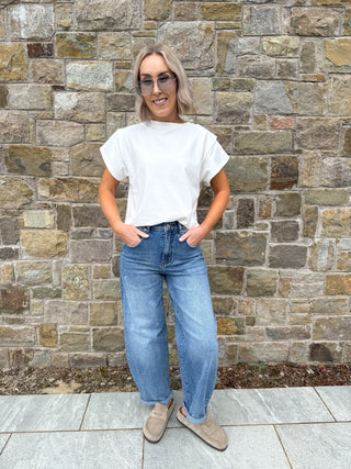 Freya Balloon Jeans - Distressed Blue