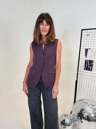Tempre Tailored Waistcoat - Plum