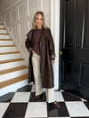 PRE ORDER Willow Long Faux Leather Trench Coat - Chocolate