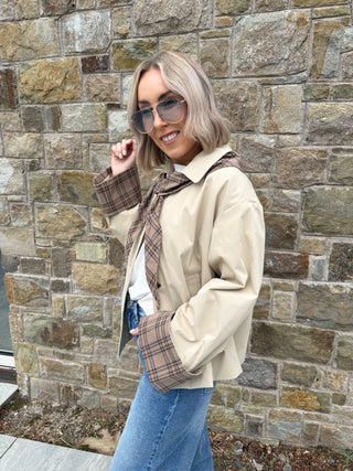 Avara Long Sleeve Jacket - Check Scarf