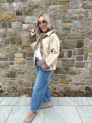 Avara Long Sleeve Jacket - Check Scarf