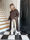 PRE ORDER Willow Long Faux Leather Trench Coat - Chocolate