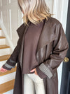 PRE ORDER Willow Long Faux Leather Trench Coat - Chocolate