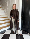 PRE ORDER Willow Long Faux Leather Trench Coat - Chocolate